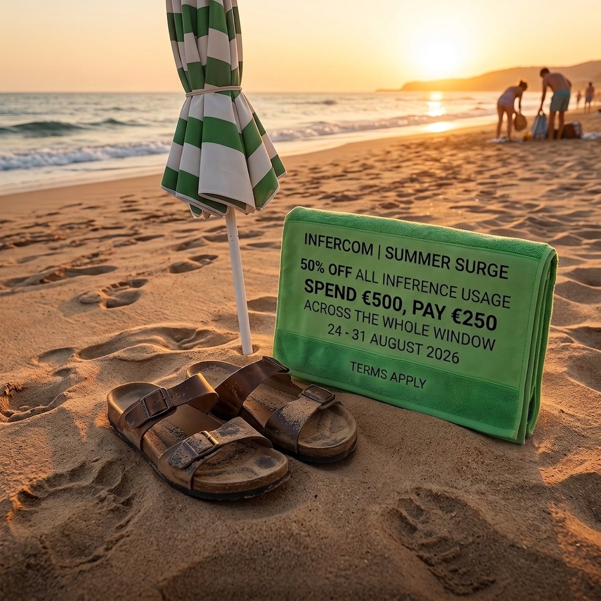 Summer Surge: reach EUR 500 of inference usage between 24 and 31 August 2026 and pay half.